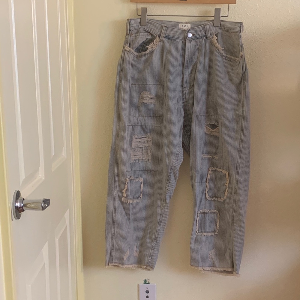 Nwot Pol Gray Patchwork Jeans - image 1